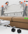 Person using Heavy Duty Furniture Lifter Tool With Sliders And Wheels For Moving Heavy Sofas Refrigerators And Washing Machines Safe To Lift And Roll With Four Raise Blocks And One Lifter Tool Durable Metal Grey, demonstrating ease of lifting and moving furniture.