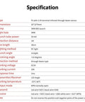 Specifications table for 2-Pack Infrared Break Beam Sensor With 5mm LEDs Counting Module Split Through Beam Photoelectric Switch