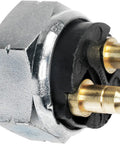 Harley Transmission Neutral Switch Replacement Zinc Plated OEM Style Plug And Play Part For Most Factory Applications Fits 2012-2016 FLD Switchback 2018-2020 FLDE Deluxe 107 2018-2019 FLFB Fat Boy 107 2018-2024 FLFBS Fat Boy 114, zinc-plated switch close-up