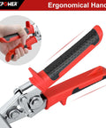 Close-up of ergonomic non-slip handle on Sheet Metal Bender Hand Seamer With 3 Inch Jaw for bending and flattening metal.