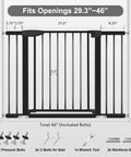 Extra Wide Baby Gate For Stairs And Doorways 30 Inches Tall With Three Extensions Adjustable 29.3 To 46 Inches Black