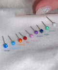 2mm Opal Stud Earrings In Sterling Silver 925 Tiny Ball Cartilage Tragus Piercing Earrings Colorful Opal Mini Jewelry For Women And Girls Hypoallergenic Sensitive Ears Gift, multiple colors