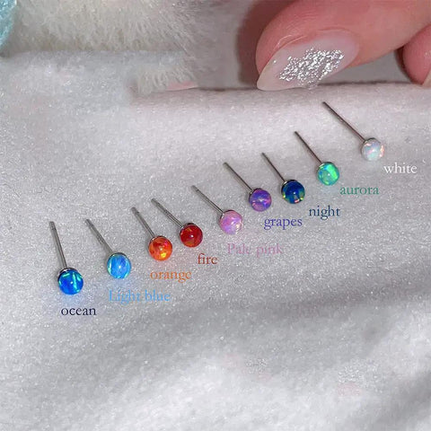 2mm Opal Stud Earrings In Sterling Silver 925 Tiny Ball Cartilage Tragus Piercing Earrings Colorful Opal Mini Jewelry For Women And Girls Hypoallergenic Sensitive Ears Gift, multiple colors
