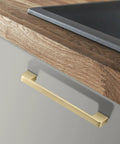 10 Pack Brushed Gold Cabinet Handles With Seven And A Half Inch Hole Center Drawer Pulls on wooden kitchen cabinet