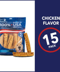 100 Percent Made In USA Beefhide 8 Inch Rolls Dog Chew Treats Chicken Flavor 15 Count Pack Perfect For Heavy Chewers