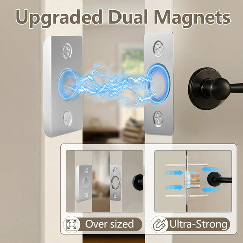 Upgraded Magnetic Door Catch Kit 2 Pack Quiet Strong Magnetic Closure Top Of Door Closet Doors Replacement in Silver Finish