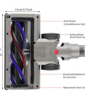Motor Head Replacement For V15 V11 V10 V8 V7 Vacuum Cleaners showing detailed brushroll and dimensions.
