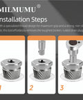 Installation steps showing Heavy Duty Tub Drain Extractor Kicks Out Stubborn Bathroom Clogs Fast fits various drain plugs.