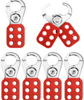 Red 6 Pack Lock Out Tag Out Hasp Set Tamper Proof Stainless Steel Padlock Hasp With Extended Jaw for Industrial Safety