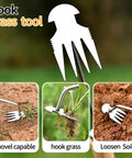 Stainless Steel Weed Puller Tool With Four Teeth Dual Purpose Garden Weeder For Weeding In Tight Spots Heavy Duty Hand Weeder With Rubber Handle 2024 Upgrade For Lawn And Garden Removal, 4-tooth head removing weeds and loosening soil