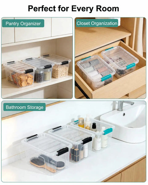Score This Six Pack Of Seven Quart Clear Plastic Storage Bins With Secure Snap Lids That Stack Tight To Help You Ditch The Clutter And Keep Your Home Pantry Or Office Game Strong