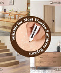 Dual Tip Furniture Markers And Wood Filler Putty Kit Knock Out Tough Floor Scratches Fast 13 Piece Furniture Repair Set displayed on wood surfaces.