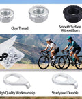 Must Have Mountain Bike Axle Nut And Safety Washer Kit with M8 M9.5 M10 nuts and washers, cyclists riding in background