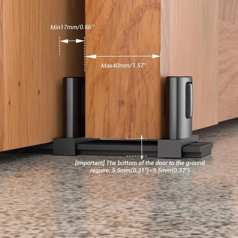 Sliding Closet Door Floor Guide With Adjustable Bottom Guide And 3 Roller System For Bypass And Barn Doors In Black Finish 1 Piece Protects Door Surfaces While Ensuring Smooth Quiet Operation