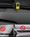 Car Suction Cup Radio Mount For Dashboard Or Windshield, showing mount on flat dashboard with radio attached, not suitable for leather or curved dashboards