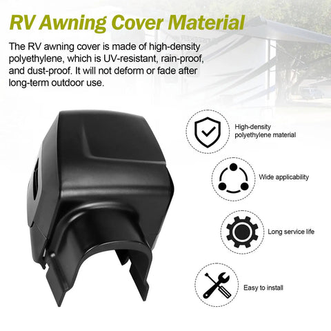 Right Arm Power RV Awning Cover And Motor End Cap Replacement Kit, Black, Model 3317085.000U, UV-resistant polyethylene