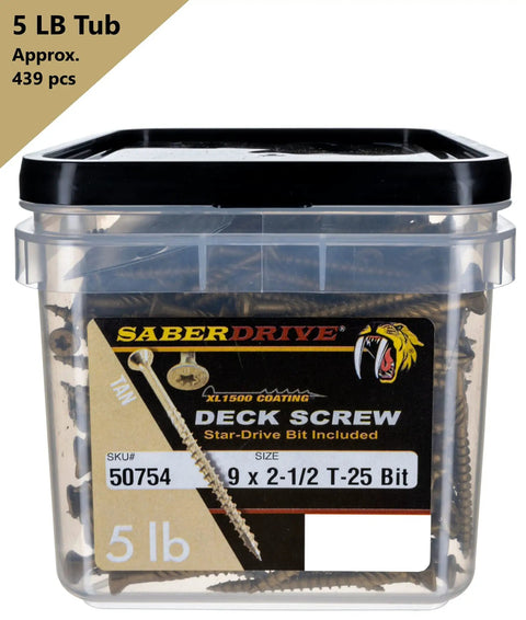 XL1500 Coated Exterior Star Drive Deck Screws For Multi Purpose Outdoor Projects 5 Pound Pack About Four Hundred Thirty Nine Pieces