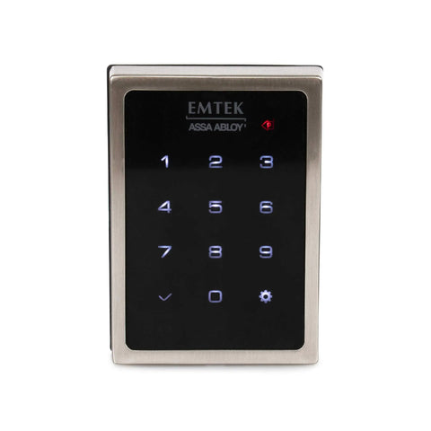 Motorized Touchscreen Smart Deadbolt With Included WiFi Bridge For Seamless Remote Access And Voice Commands Compatible With Alexa And Google Assistant Featuring Hella Tight Auto Unlock Keyless Entry Lock System keypad in satin nickel finish with illuminated numbers