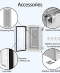 All-Weather Electrical Junction Box With Hinged Clear Cover Heavy-Duty ABS Enclosure IP67 Waterproof with accessories shown