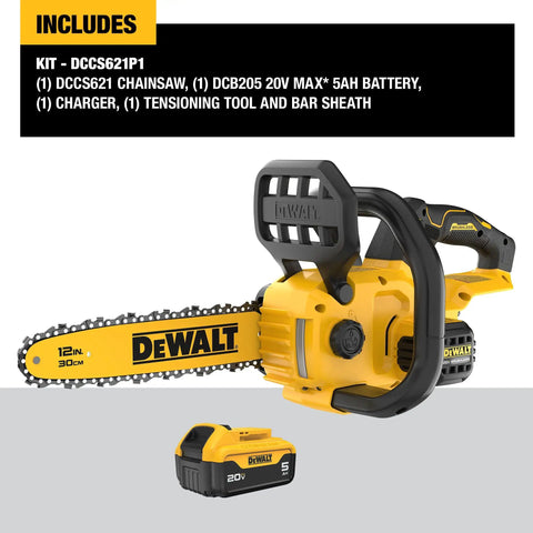 20V Max Cordless Chainsaw Kit With Battery And Charger Included, 12-Inch Low Kickback Bar, Brushless Motor Chainsaw