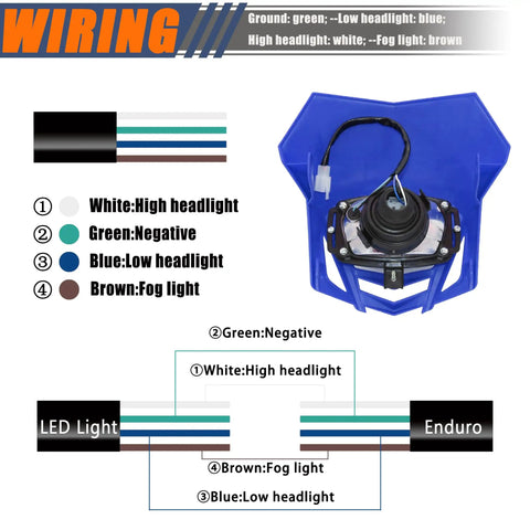 Wiring diagram for Dirt Bike Beefy Halogen Headlight Front Headlamp Kit For Enduro And Supermoto Rides 12V 35W.