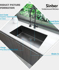Undermount Single Bowl Kitchen Sink 32 By 19 By 10 Inches, 18 Gauge 304 Stainless Steel With Black Finish installed in countertop