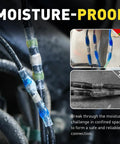 Close-up of moisture-proof connectors from 620-Piece Solder Seal Wire Connectors And Heat Shrink Tubing Kit for marine wiring