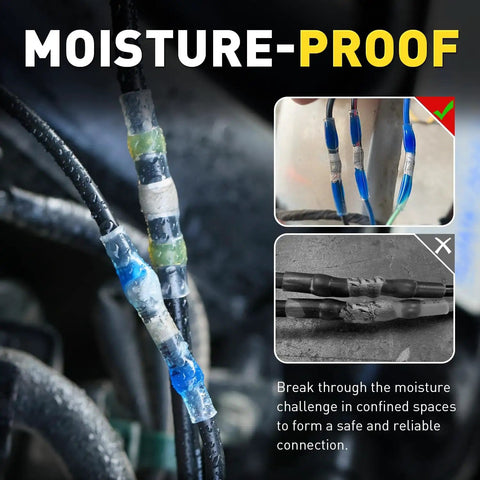 Close-up of moisture-proof connectors from 620-Piece Solder Seal Wire Connectors And Heat Shrink Tubing Kit for marine wiring