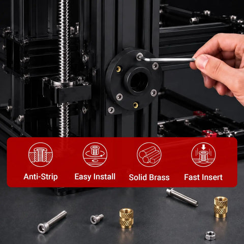 Heat Set Insert Kit 181 Pcs For 3D Printing With 60 M6 Threaded Inserts Screws Caps And 2 Heat Set Tips Plus A 60W Digital Soldering Iron For Precise Tinker Friendly Installations With Stand And Tweezers, brass inserts on 3D printer