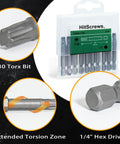 2 Inch Magnetic T30 Torx Bits Set With One Quarter Inch Hex Shank, S2 Steel Screwdriver Bits, CNC Precision Tips, 10 Pack In Slide Out Storage Case