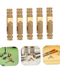 Brass Hidden Hinges for Jewelry Boxes and Keepsake Cabinets, Invisible Barrel Concealed Small Cylinder Door Hardware shown in multiple views