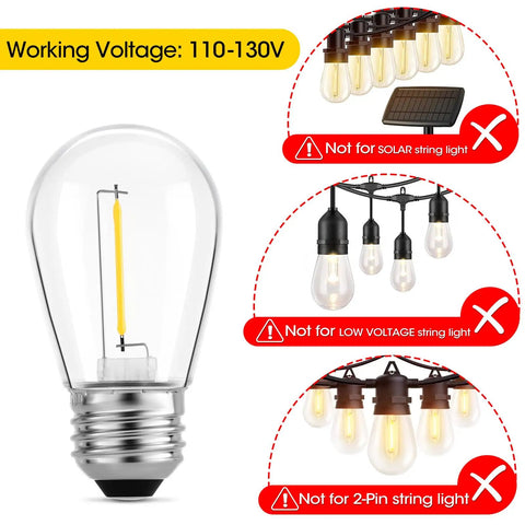 36 Pack S14 LED Bulb for Outdoor String Lights Replacement Edison Bulbs Shatterproof Durable Plastic Construction Waterproof