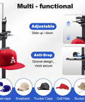 Door Hat Rack With Two Way Hanging And Display Hooks For Baseball Caps Over The Door Hat Organizer For Bedroom Entryway Or Garage Doors Space Saving Hat Hanger That Keeps Caps In Place And Clutter Free, adjustable hooks and anti-drop feature