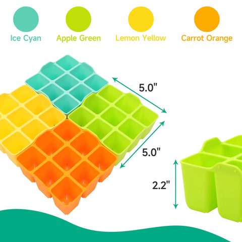 Silicone Seed Starter Tray 16 Pack With Flexible Pop Out Cells For Seed Starting Indoor Gardening Reusable Germination Trays BPA Free And Dishwasher Safe In Four Bright Colors
