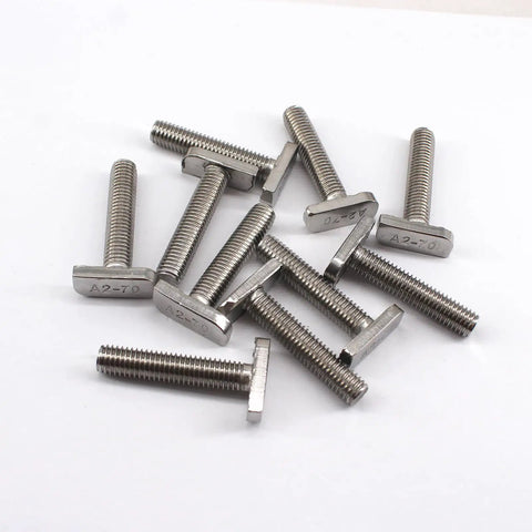 Built Tough M8 By 30 Millimeter Grade 304 Stainless Steel T Slot Bolts with wide heads, pack of 20 for solar panel projects.