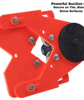 Adjustable Diamond Drill Guide With Suction Base For 1/8 To 3-1/4 Inch Hole Saws And Bits Helps You Nail Clean Straight Cuts In Tile Glass Stone And Ceramic Like A Pro, red with black suction pad