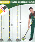 All In One Garden Flat Shovel With A 60 Inch Long Handle Heavy Duty Floor Scraper demonstration with splicing handle and measurements