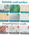 Image showing suitable and inappropriate wall surfaces for Solid As A Rock Wall Mount Id Card Holder Rack Featuring 28 Spacious Openings.