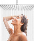 Dope 16 Inch Rain Shower Head With High Pressure Rainfall Square Ultra Thin 304 Stainless Steel Chrome Finish in use