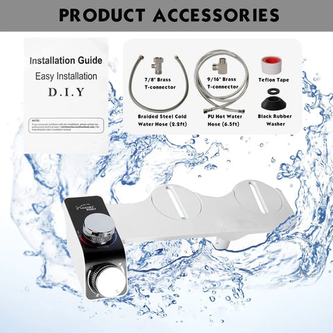 Bidet Attachment For Toilet Seat Non Electric With Hot And Cold Water Front And Rear Wash Self Cleaning Dual Nozzles