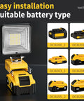 Dope 23W LED Work Light With 2100 Lumens Square Flood Beam USB And Type C Charging compatible with DeWalt batteries