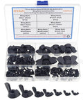 Metric Black Nylon Butterfly Wing Nuts Assortment Kit Features Seven Sizes From M3 To M12 in a divided storage box.