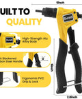 Rivet Nut Tool Kit For Tight Spaces 8 Inch Right Angle Hand Rivnut Tool With 96 Rivnuts And 8 Mandrels M3 To M6 6 32 8 32 10 24 1 4 20 Includes Durable Carrying Case.