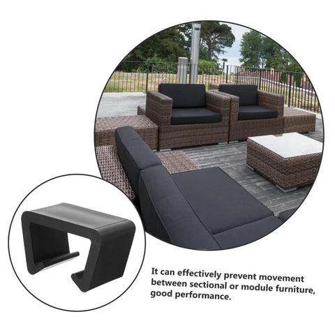 12 Pack Outdoor Furniture Clips For Patio Sofas And Rattan Chairs, black clip beside rattan patio set, secure setup