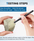 Demonstrating use of Mohs Hardness Test Kit 5 To 9 Pack, Pro Grade Mineral Identification Scratch Tester For Gemstones And Jewelry