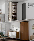 36 Inch Ceiling Mount Box Rail Hardware For Bifold Sliding Barn Doors shown installed in modern living area.