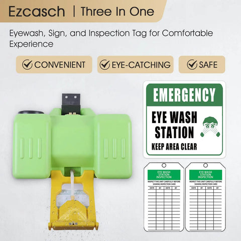Heavy Duty Eyewash Station 9 Gallon Gravity Flow Wall Mounted Indoor Outdoor With Quick Activation OSHA Approved 35L Refillable Unit