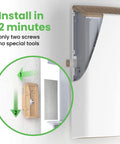 Plug In Wall Panel Heater For Indoor Use Delivers Energy Efficient Low Wattage Comfort With Round The Clock Safety Sensor Patented Quiet Fanless Design Easy Two Minute Install Space Heater Made In The USA, close-up of installation on wall.