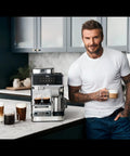 Fully Automatic Espresso Machine With 10 Custom Options And Built In Grinder Pours Barista Level Coffee Directly On Your Counter Using Easy One Touch Controls For A Smooth Daily Grind That Hits Different with drinks on counter.