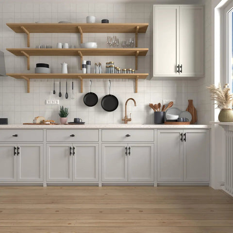 Heavy Duty Matte Black Cabinet Knobs Bring A Slick Two Tone Vibe With Rock Solid Square Drawer Pulls For Kitchen Cupboards And Dressers 15 Pack on modern kitchen cabinets.